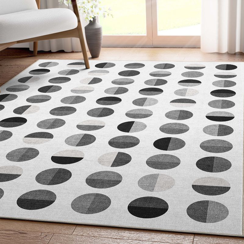 Well Woven Geometric Modern Washable Area Rug -Overlapping Circles Dark - For Living Room, Dining Room and Bedroom, 3 of 9