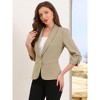INSPIRE CHIC Women's 3/4 Sleeve Shawl Lapel Pocket Single Button Office Work Blazer Small Khaki - 4 of 4
