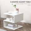 CIPACHO 20" Modern S-Shaped Multi-Level Accent End Table Shelf with Steel Poles, White - 4 of 4