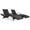 Nestfair Set of 2 Wicker Pull-out Side Table Adjustable Backrest Rattan Outdoor Chaise Lounge Black - 3 of 4