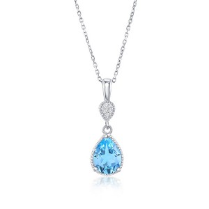 Simona Sterling Silver, Blue Topaz & White Topaz Gemstone 18" Pendant Necklace - Blue - 1 of 2