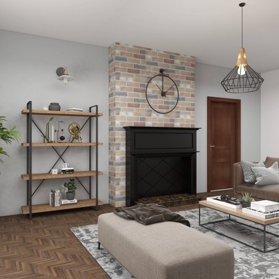 Rustic Industrial 67" Tall Brown Fir Wood 4-Tier Shelving Unit