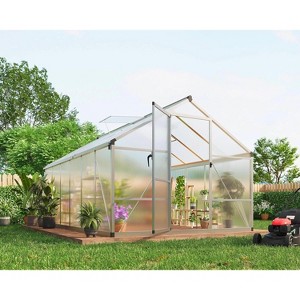 8x10 Ft Greenhouse, Polycarbonate Greenhouse with Adjustable Roof Vent for Outdoors, Aluminum Large Walk-in Greenhouse for Outside Garden, Backyard, - 1 of 4