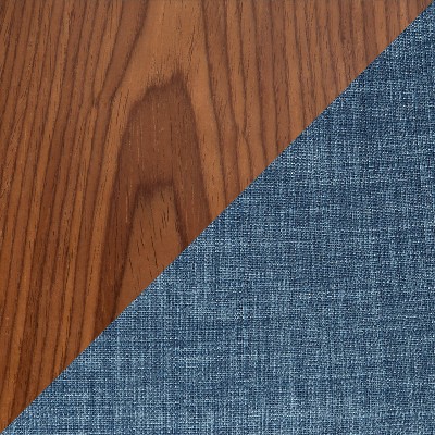 Curvini 20.5'' Walnut Wood and Blue Fabric Swivel Counter Stool - Set of 2