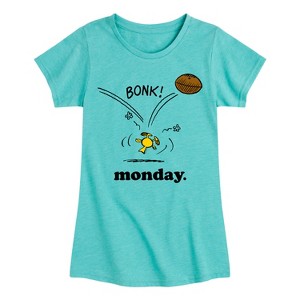 Girls' - Peanuts - Woodstock Monday Football Bonk Fitted Short Sleeve Graphic T-Shirt - 1 of 4