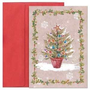 Masterpiece Studios Hollyville Collection 16-Count Boxed Christmas Cards with Envelopes, 7.8" x 5.6", Whimsical Christmas Tree (966700) - 1 of 1
