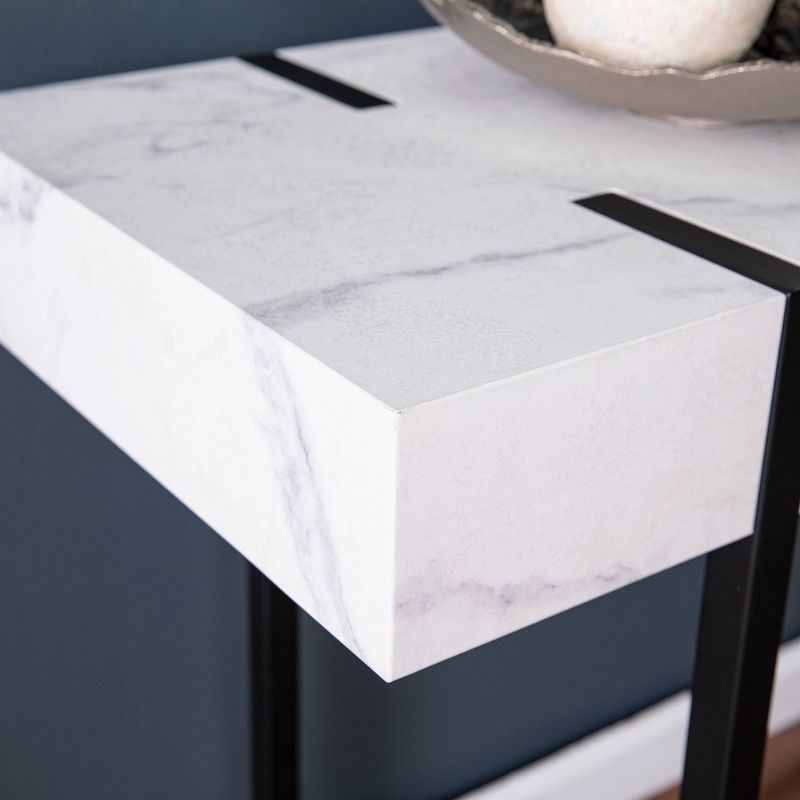 Wennan Modern Faux Marble Console Table Black/White - Aiden Lane, 3 of 11