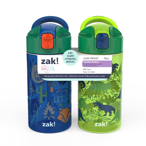 18oz 2pk Plastic Dino And Camping Valiant Water Bottles - Zak