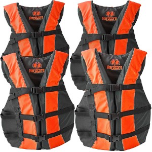 Hardcore life jacket 4 pack paddle vest for Adults; Coast Guard approved Type III PFD life vest flotation device; Jet ski, wakeboard, kayak - 1 of 4