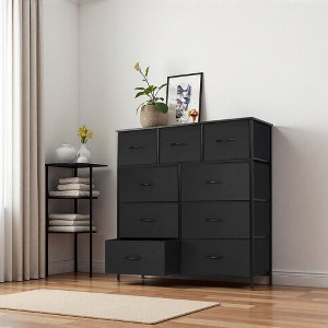 FONTOI Dressers 9 Drawer Fabric Tall Dresser Tower Closet Storage Clothes Chest of Drawers for Bedroom Nursery, Black, 11.8"*39.37"*39.37" - 1 of 4