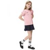 Girls Button Down Tops Peter Pan Collar Short Sleeve Blouse with Ruffled Trim Puff-sleeve Tops Butterfly Collar Shirts for Girls - Pink,3-4T - 4 of 4