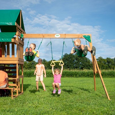 Belmont Cedar Wood Swing Set with Slide and Swings