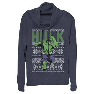 Juniors Womens Marvel Ugly Christmas Hulk Cowl Neck Sweatshirt - 1 of 3