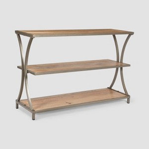 Kimball Modern Industrial Console Table Natural - Christopher Knight Home: Mango Wood, Iron Frame, 3 Shelves - 1 of 4