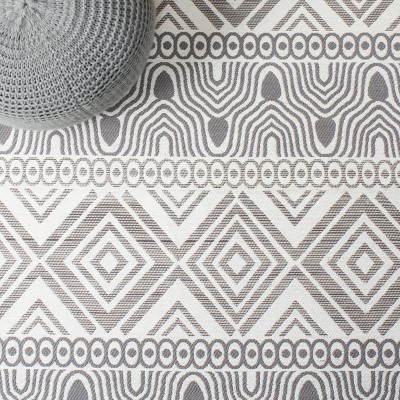 Marbella Gray Hand Woven Geometric Wool Area Rug