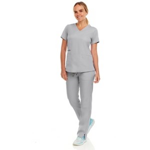 MediChic Women's V-Neck Scrub Set Straight Leg Six Pocket Cargo Scrub Pants with 4-Way Stretch Scrubs Sets - 1 of 4