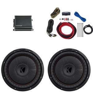 Kicker 12 Inch CVT Thin Woofer Includes Two 52CVT122 Package with 46CXA8001 Amplifier and wire kit - 1 of 4