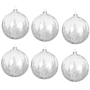 Sullivans 5.5" Ball With Stones Ornament - Set of 6  Clear - 1 of 2