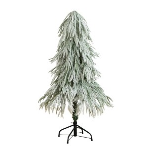 Nearly Natural 4' Flocked Down Swept Artificial Christmas Tree with 110 LED Lights - 1 of 4
