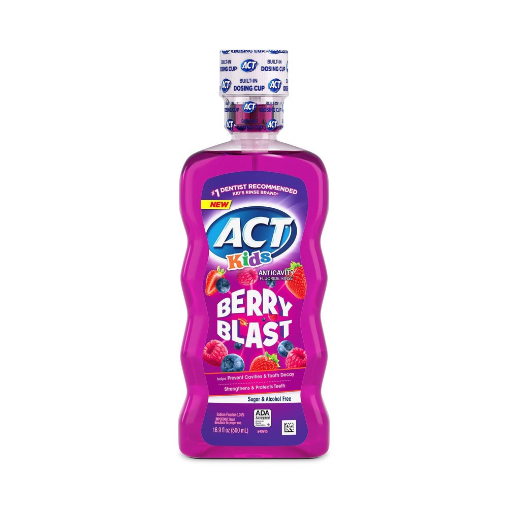 Photos - Toothpaste / Mouthwash AST ACT Kids' Fluoride Rinse Mouthwash - Berry Blast - 16.9oz: Paraben-Free, Sugar-Free, Sulfate-Free, Phthalate-Free 