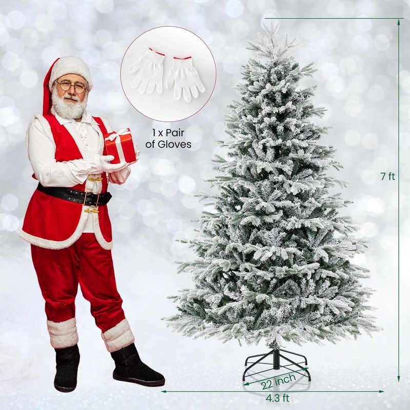Costway 4.5 FT/6FT/7FT Pre-Lit Christmas Tree Snow Flocked Hinged Xmas Decoration with 200/350/450 Lights, 3 of 11
