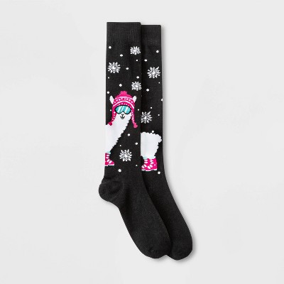 Women's Winter Llama Knee High Socks - Xhilaration™ Black 4-10