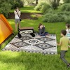 Outsunny Outdoor Patio Rug, Large Camping Carpet with Carrying Bag, 9' x 12' Waterproof Plastic Straw, Reversible, White & Black Toothed Rhombus - 3 of 4
