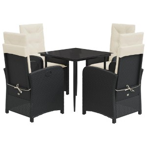 vidaXL Patio Dining Set Set of 4 Black Poly Rattan Medium - 1 of 4