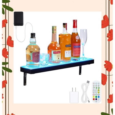 Garvee LED Liquor Bottle Display Shelf - 1 Tier 24 Inch with Remote & App Control, 16 Colors, 4 Music Modes