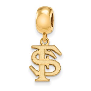 Black Bow Jewelry 14k Yellow Gold Plated Sterling Silver Florida State Seminoles NCAA Bead Charm - 1 of 3