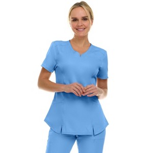 Medichic Scrubs Women's V-Neck Notch Fashion Stretch Scrub Top with Two Pockets, Flex Easy Care Fabric - 1 of 4