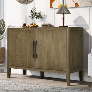 Modern MDF Storage Cabinet with Adjustable Shelves,Oak Frame Sideboard for Living Room,Cabinet with Doors and Wood Grain Finish-Cuddlewood - 1 of 4
