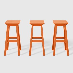 WestinTrends Malibu 29" All Weather Hdpe Outdoor Patio Square Backless Bar Stool (Set of 3) - 1 of 4