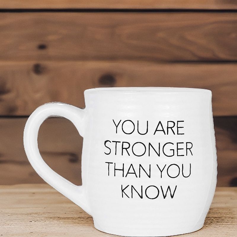 Amici Home “You Are Stronger Than You Know” Coffee Mug, 6” L/4.25” W/4.5” H, 20-Ounce, Ceramic, Black Letters on White, 5 of 6