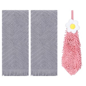 REGALWOVEN 3 Pcs Bathroom Soft and Absorbent Decorative Hand Towel - 1 of 4