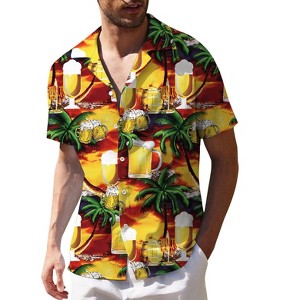 Men's Hawaiian Short - Sleeve Shirt, Classic Aloha Button - Down, Casual Beach Party Vacation Top - 1 of 4
