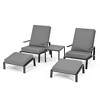 Pamapic 5-Piece Metal Outdoor Patio Sofa Seating Group Chaise Lounge with Cushions and Ottomans - 2 of 4