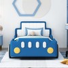 Twin Size Race Car-Shaped Platform Bed with Wheels,Blue - 2 of 4