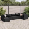 vidaXL 7 Piece Patio Lounge Set with Cushions - Comfortable Black PE Rattan Modular Outdoor Furniture for Garden, Backyard, Deck - 2 of 4