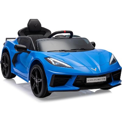 12V Kids Ride On Car Sports Licensed Corvette Electric Car Toy for Toddles with Remote Control, Visual Dashboard, LED Lights, Music