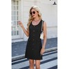 Women's Summer Sleeveless Mini Dress Casual Crewneck Button Tank Dresses Party Short T-Shirt Sundress with Pockets - 3 of 4