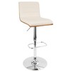 Faux Leather Cushioned Adjustable Swivel Barstool with Bent Wood Back and Chrome Footrest for Kitchen or Home Bar - 2 of 4