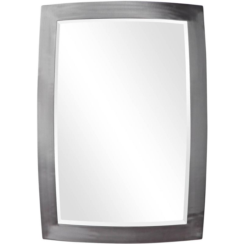 Uttermost Rectangular Vanity Decorative Wall Mirror Modern Beveled Silver Brushed Nickel Iron Frame 24" Wide for Bathroom Bedroom, 1 of 2