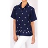 LA LEELA Women's Casual Solid Blouse Shirt TShirts Short Sleeve Button Down Dress Tops Tee Shirts Hawaiian Blouses for Women - 3 of 4