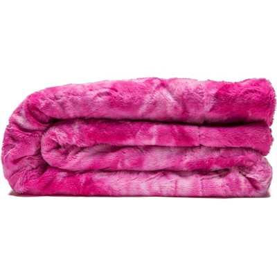 Pink Faux Fur Sherpa Reversible Throw Blanket 50" x 65"