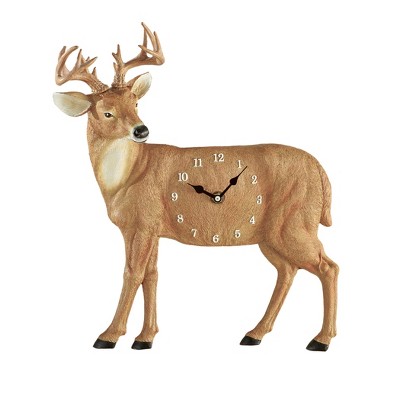 Collections Etc Lovely Deer Analog Wall Clock 12.5 X 3.75 X 14.25 Brown