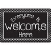 Smart Poly® Welcome Mat with Slip Resistant Backing, 15.5" x 23.5", Black and White Dots Everyone is Welcome Here, Pack of 2 - 2 of 3
