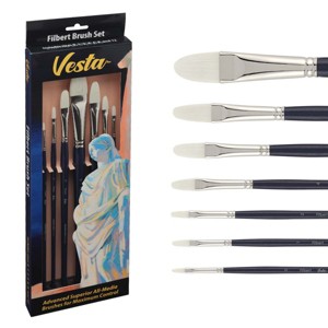 Creative Mark Vesta Synthetic Bristle Artist Paint Brushes for Acrylic Painting - Long Handle Acrylic Paint Brush Sets Mimic Chungking Bristles for - 1 of 4