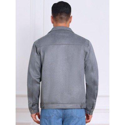 Мужские куртки INSPIRE CHIC Men's Casual Collared Zipper Outdoor Vintage Faux Suede Jacket Large Gray — фото 3