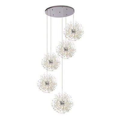 LLHZSY 40-Lights Modern Glam Globe Crystal Chandelier - 5-Globes - Chrome